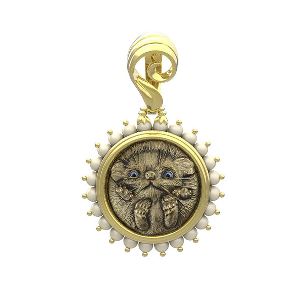 Подвеска из лимонного золота c эмалью и жемчугом