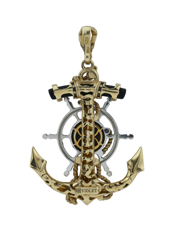 Подвеска из лимонного золота c ониксом и эбеновым деревом