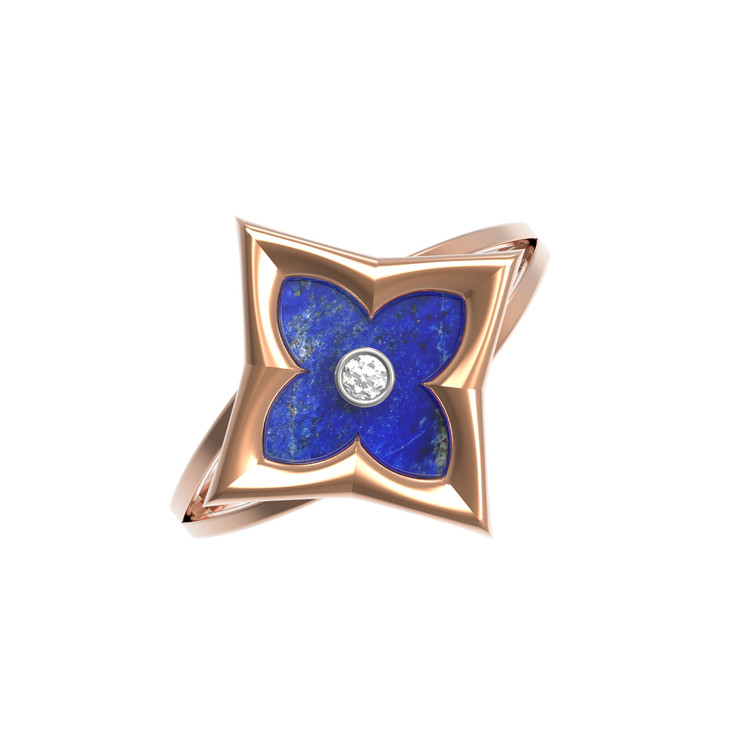 Кольцо из золота c бриллиантами и лазуритом