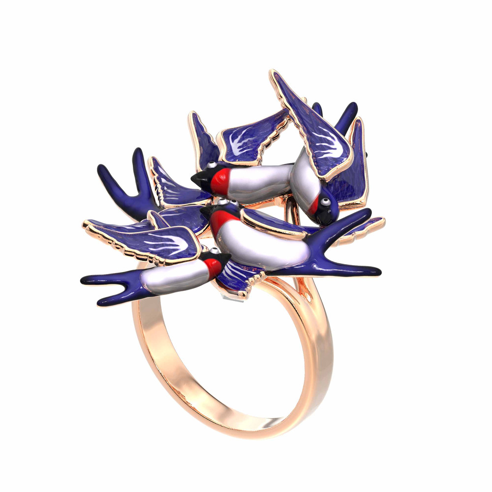 Кольцо из золота c эмаль