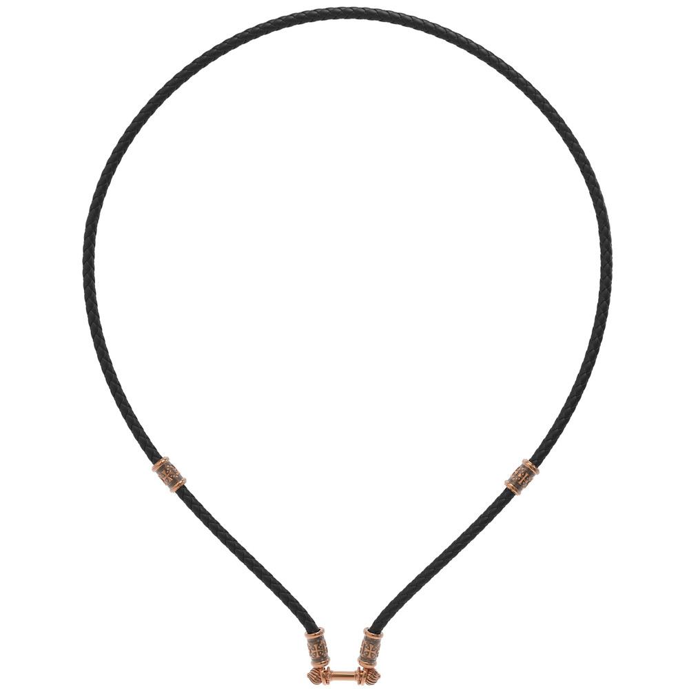 Гайтан из золота c кожаным шнурком