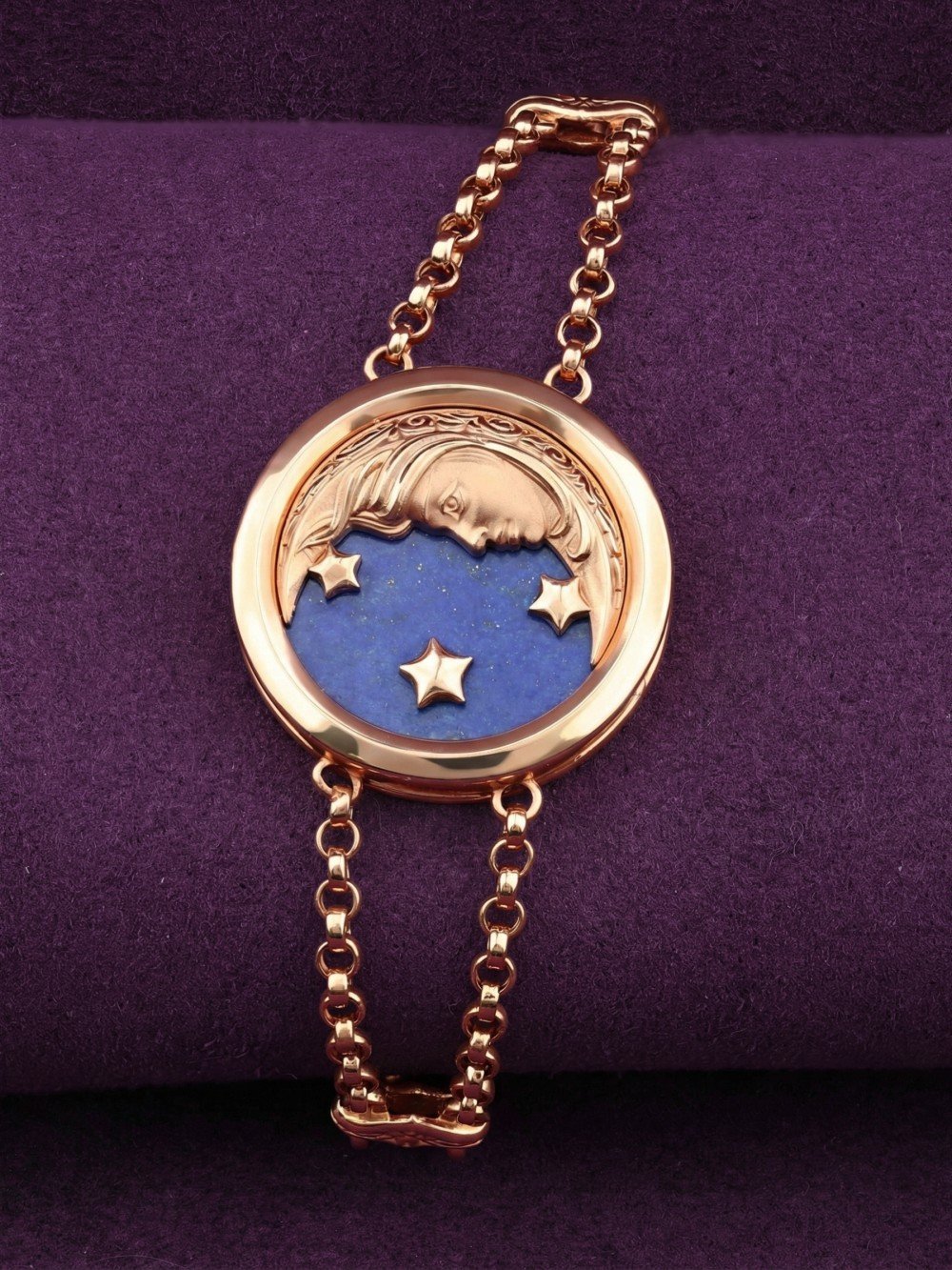 Браслет из золота c бирюзой и лазуритом