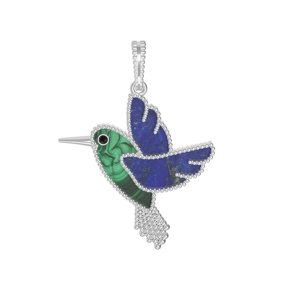 Подвеска из белого золота c эмаль , лазуритом и малахитом