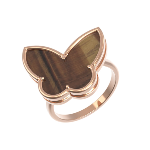 Кольцо из золота c тигровым глазом