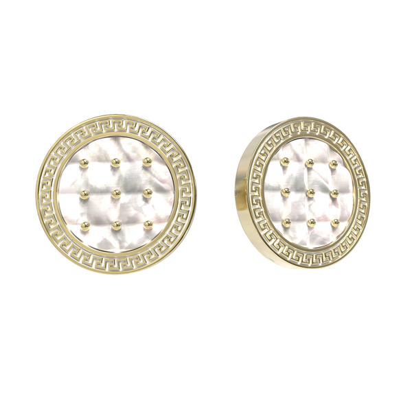 Серьги из лимонного золота c эмаль и перламутром