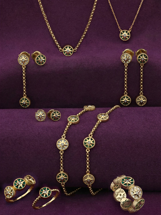 Кольцо из лимонного золота c бриллиантами, малахитом и перламутром