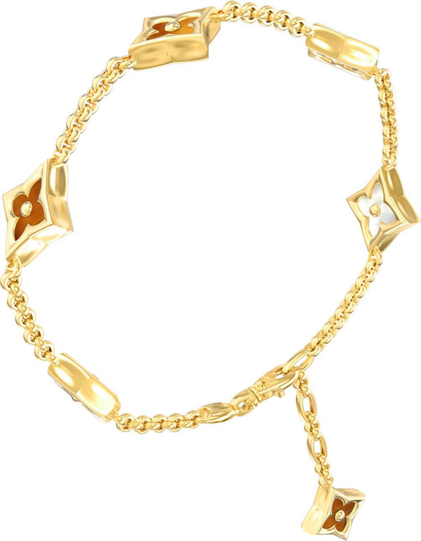 Браслет из лимонного золота c тигровым глазом и перламутром