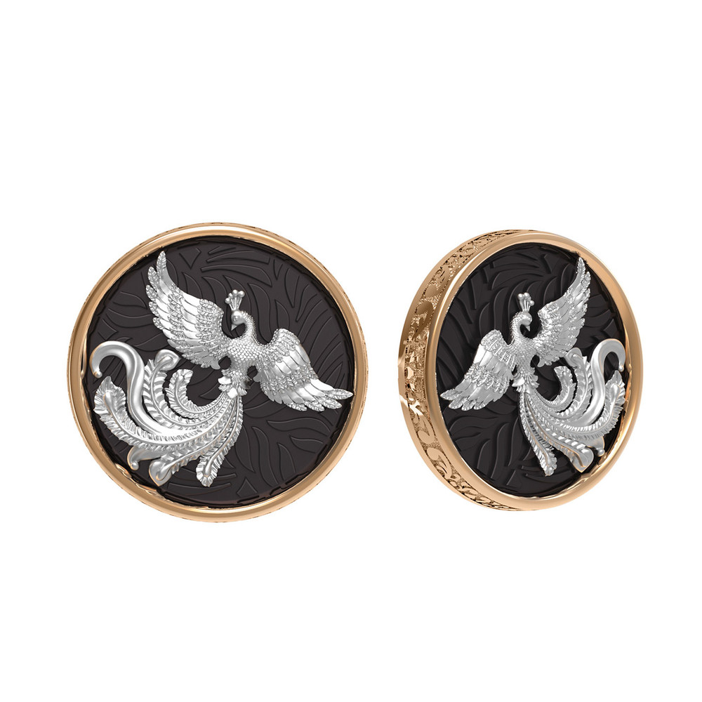 Серьги из золота c эбеновым деревом