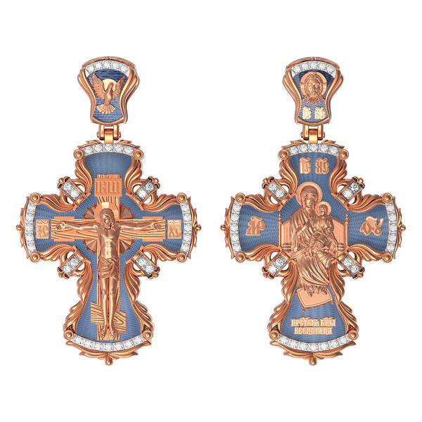 Крест из золота c эмалью и бриллиантами