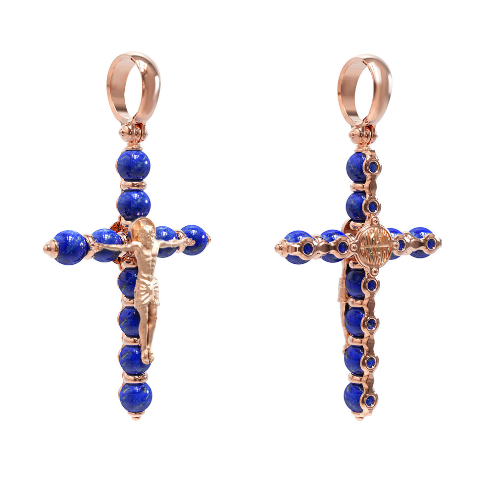 Крест из золота c лазуритом