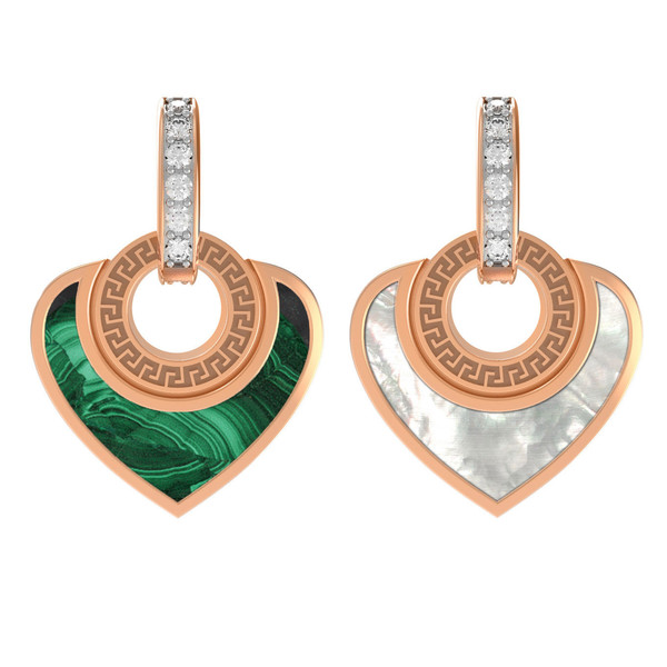 Подвеска из золота c фианитом, малахитом и перламутром