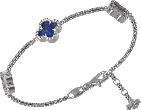 Браслет из белого золота c бриллиантами, лазуритом и перламутром