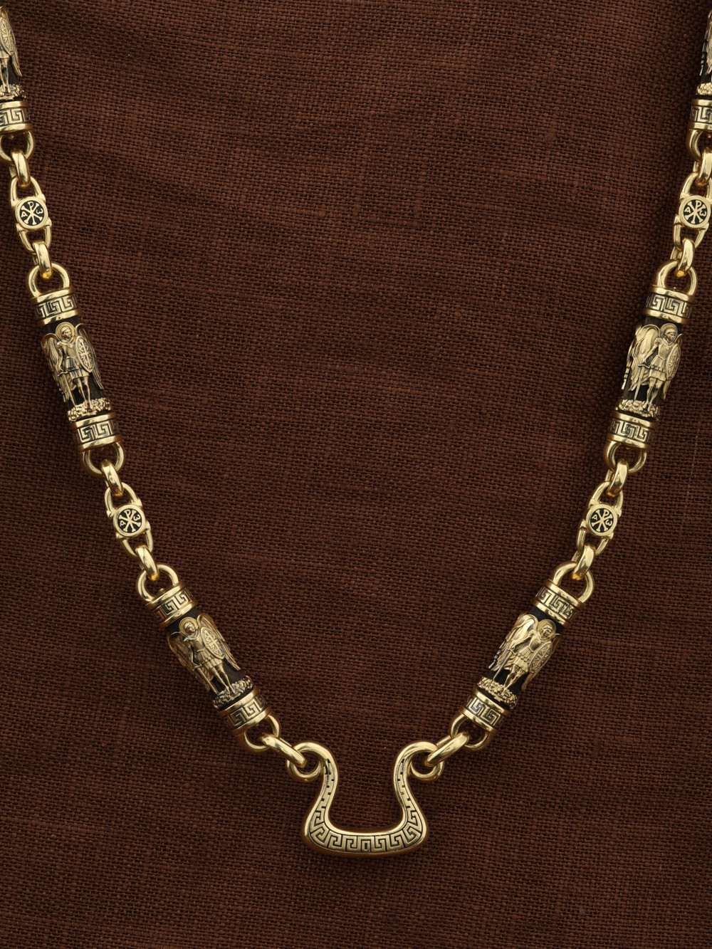 Цепь из лимонного золота c эмалью и эбеновым деревом