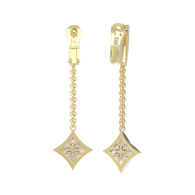 Серьги из лимонного золота c бриллиантами и перламутром