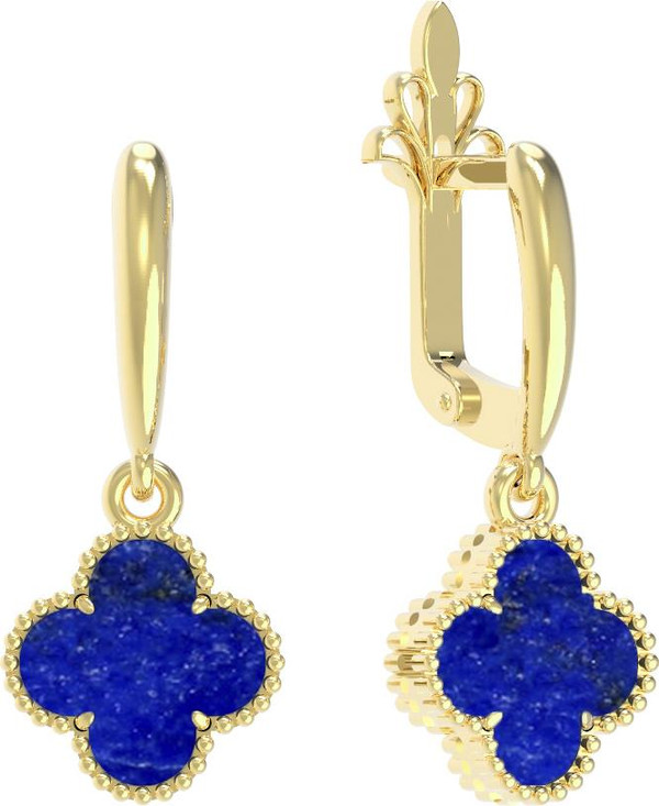 Серьги из лимонного золота c лазуритом