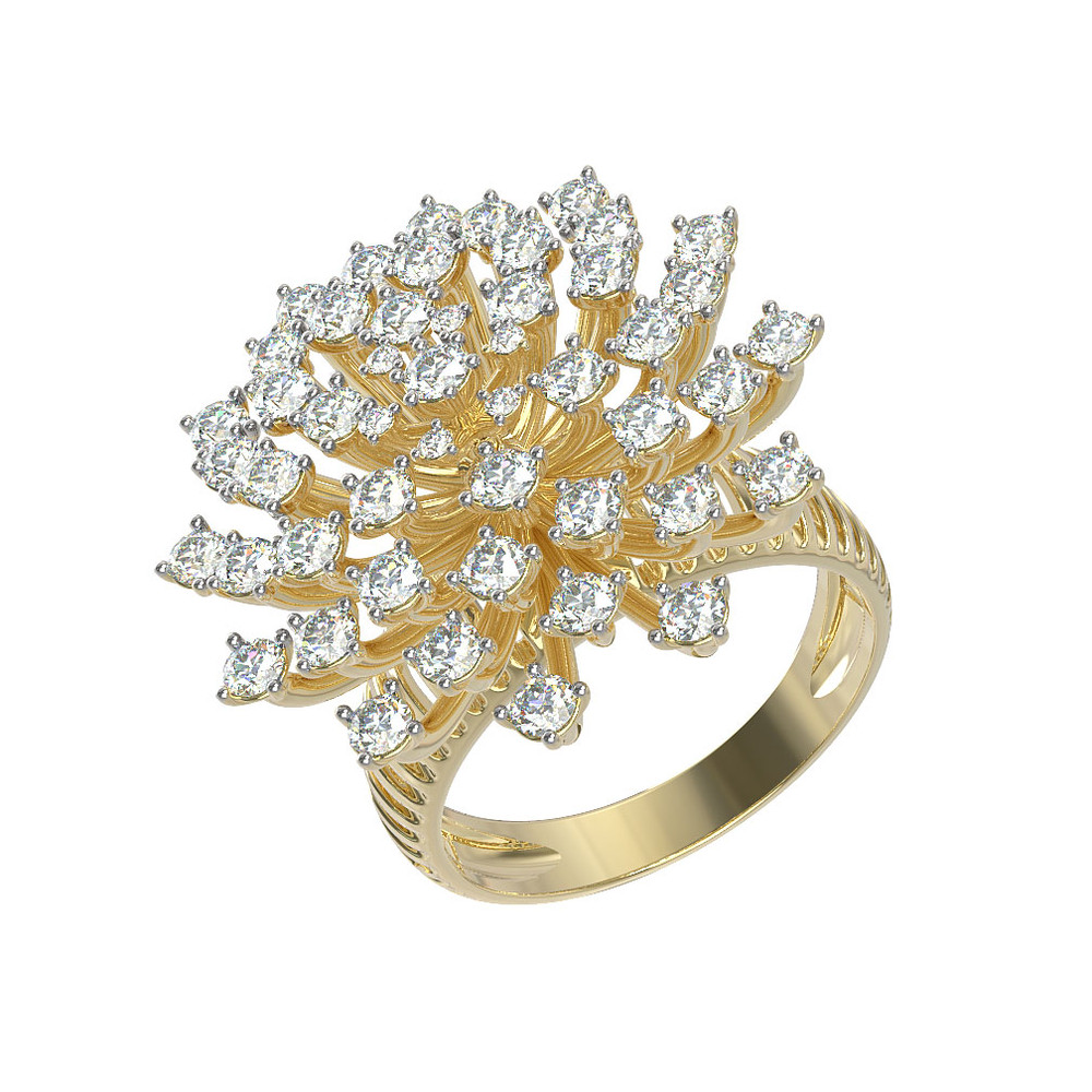 Кольцо из лимонного золота c бриллиантами