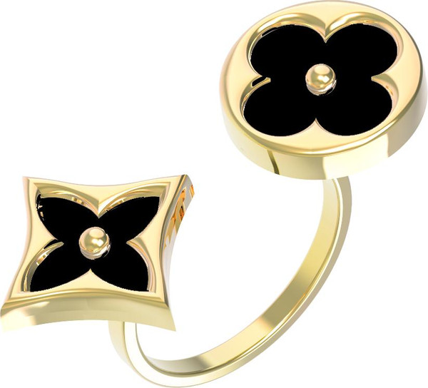 Кольцо из лимонного золота c ониксом