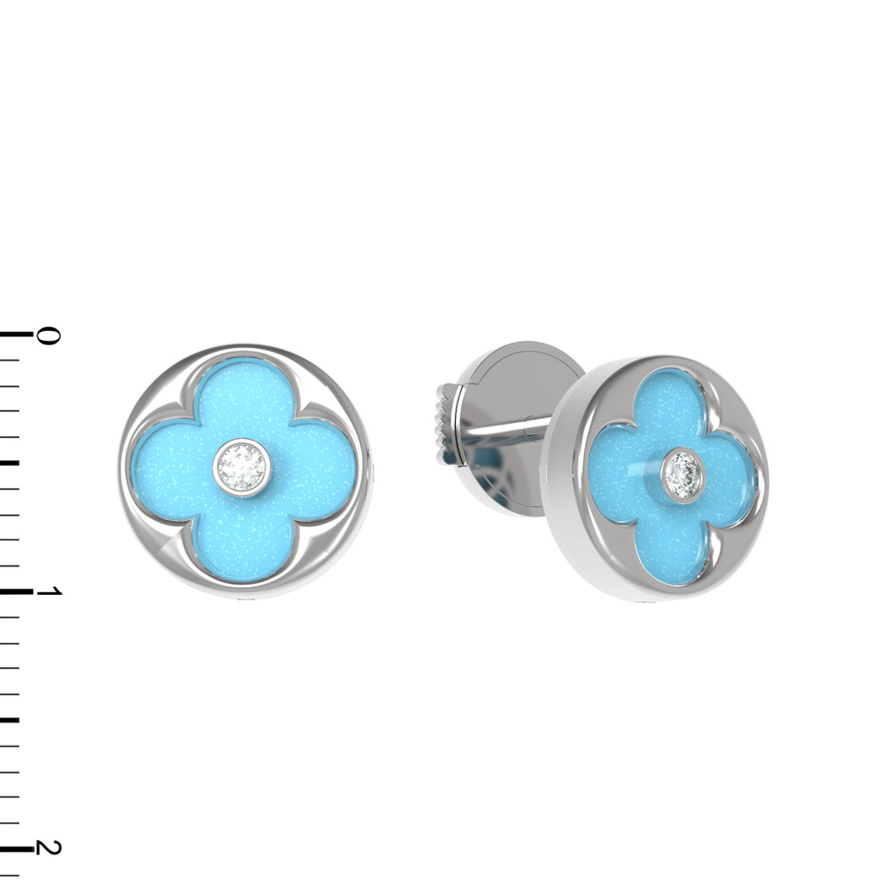Серьги из белого золота c бриллиантами и бирюзой