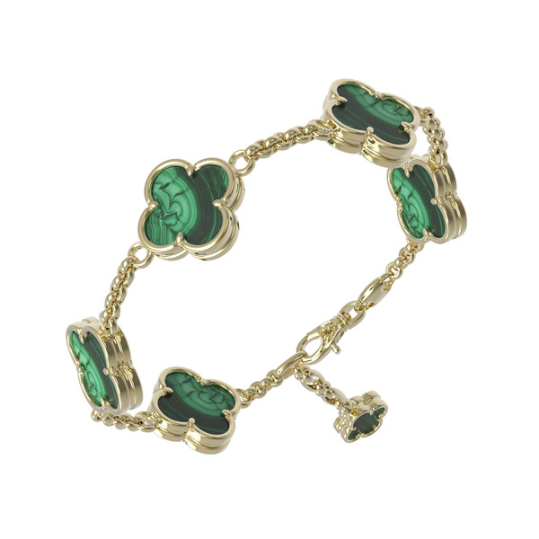 Браслет из лимонного золота c малахитом