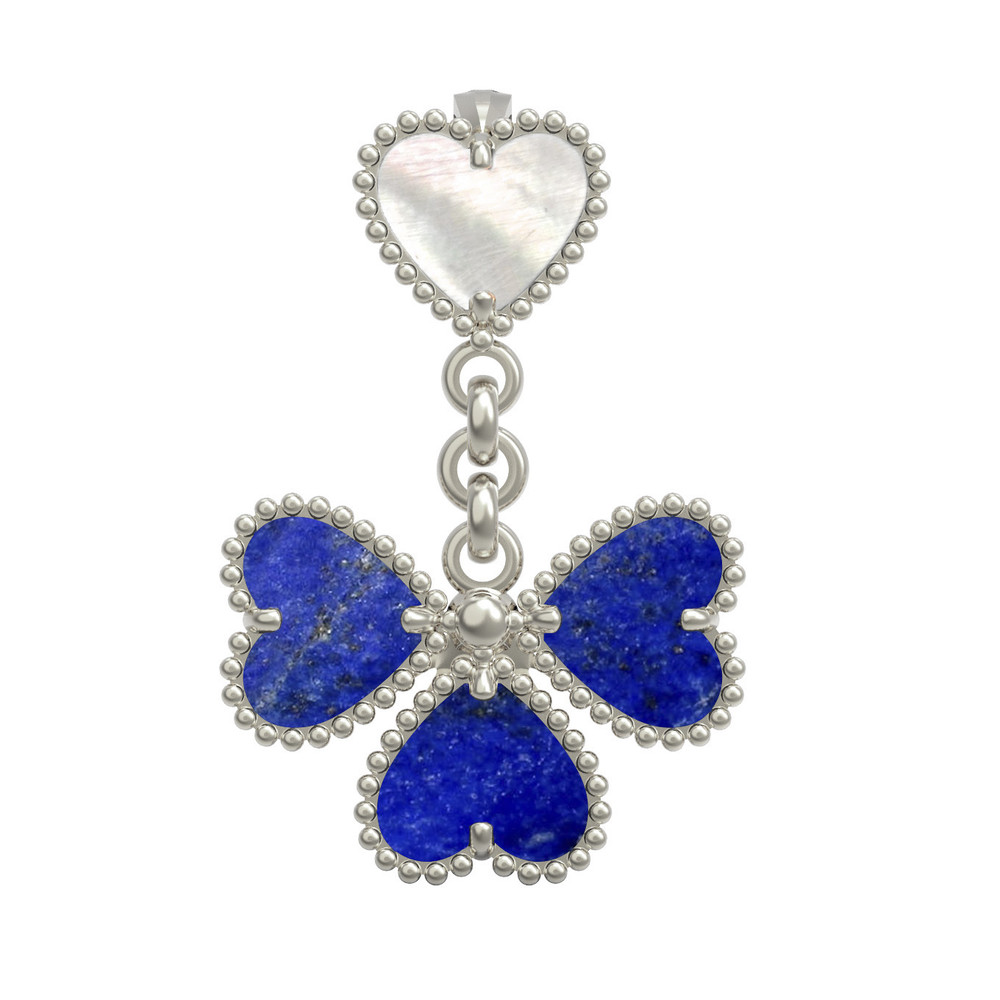 Подвеска из белого золота c лазуритом и перламутром