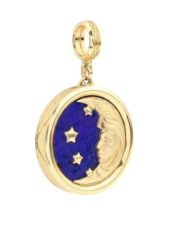 Подвеска из лимонного золота c бирюзой и лазуритом