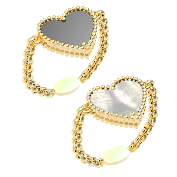 Кольцо из лимонного золота c ониксом и перламутром