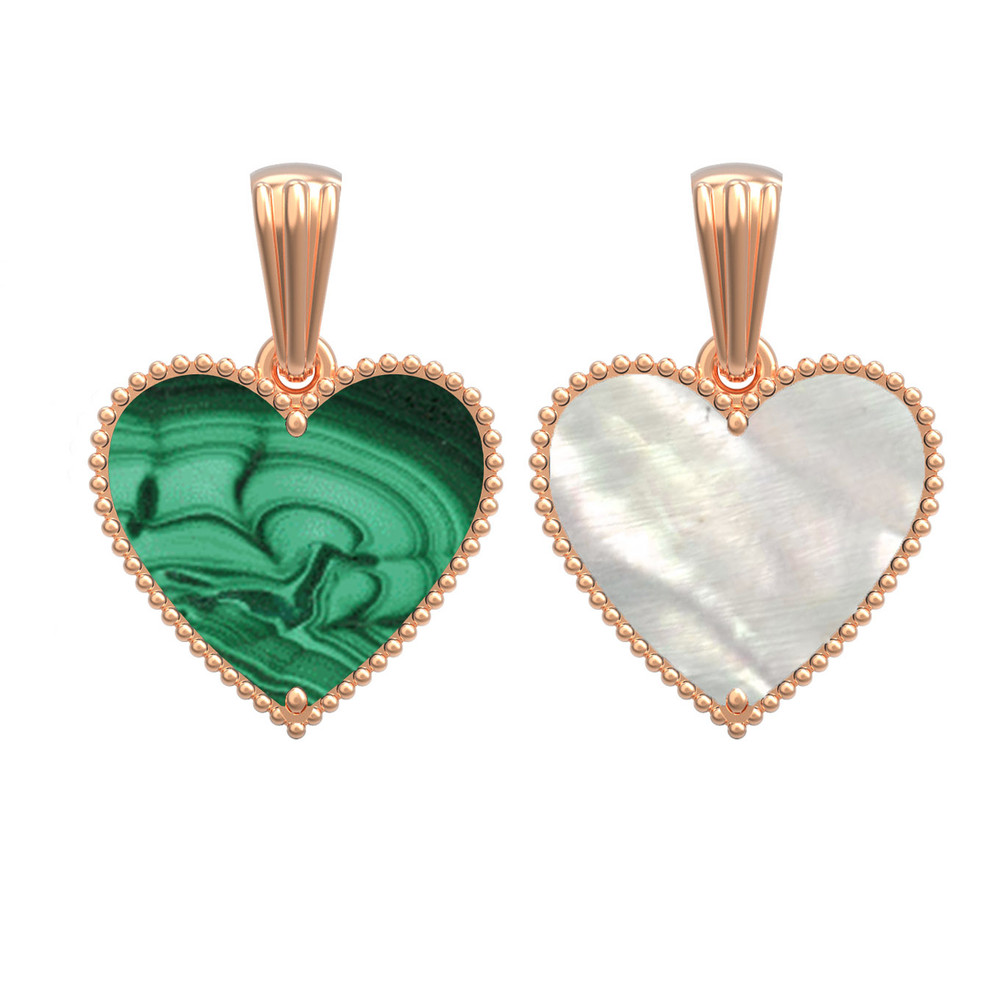 Подвеска из золота c малахитом и перламутром