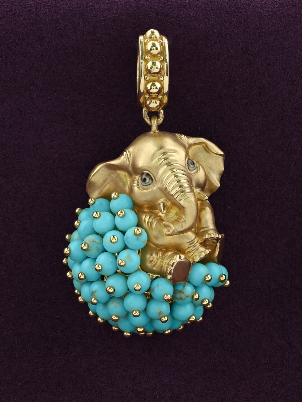 Подвеска из лимонного золота c эмалью и бирюзой