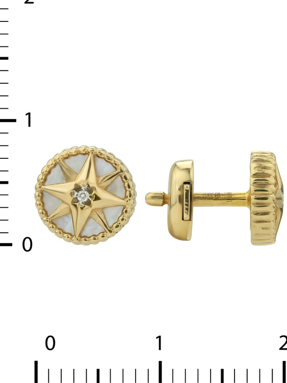 Серьги из лимонного золота c бриллиантами, ониксом и перламутром