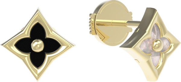 Серьги из лимонного золота c ониксом и перламутром
