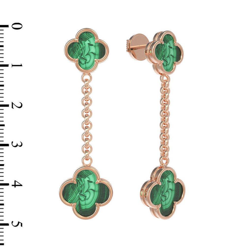 Серьги из золота c малахитом