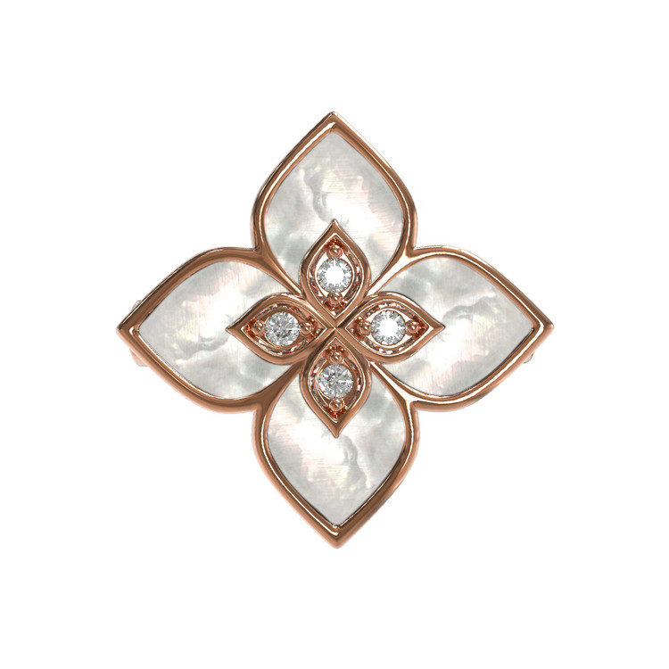 Кольцо из золота c бриллиантами и перламутром