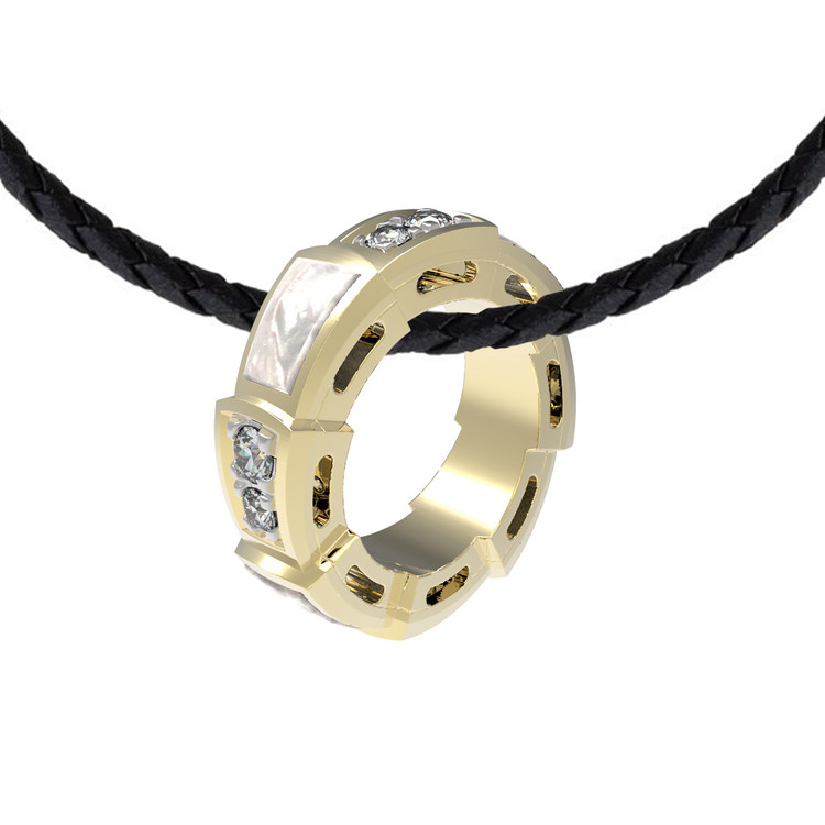 Подвеска из лимонного золота c бриллиантами и перламутром