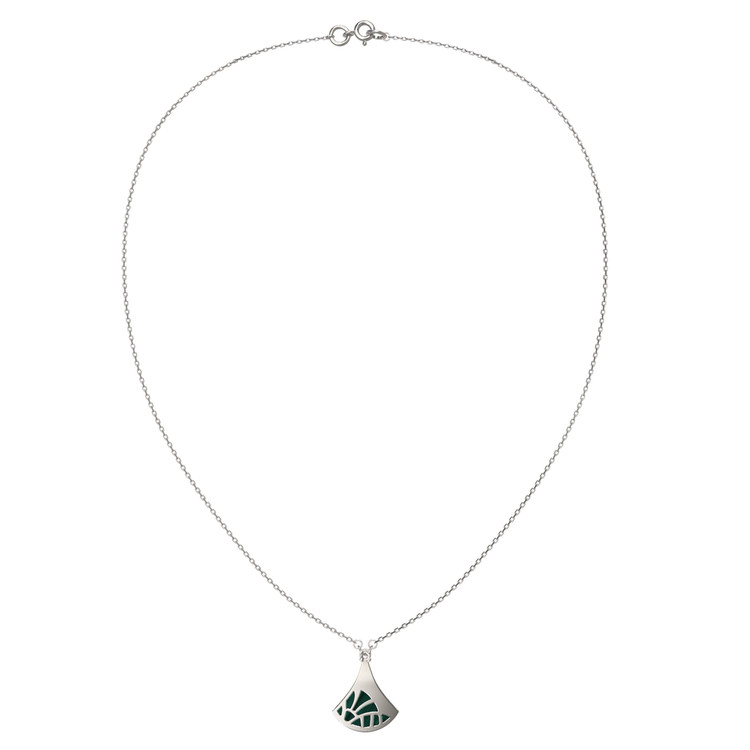 Колье из белого золота c бриллиантами и малахитом