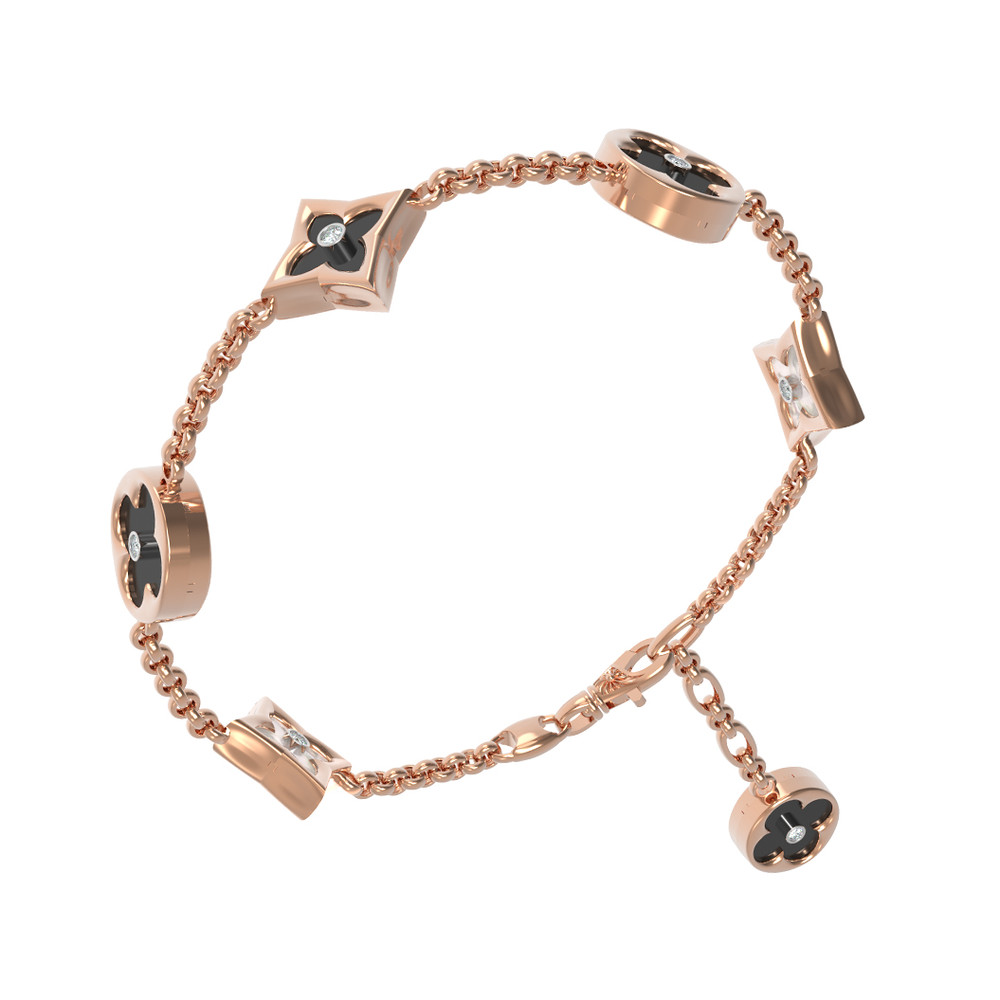 Браслет из золота c бриллиантами, ониксом и перламутром