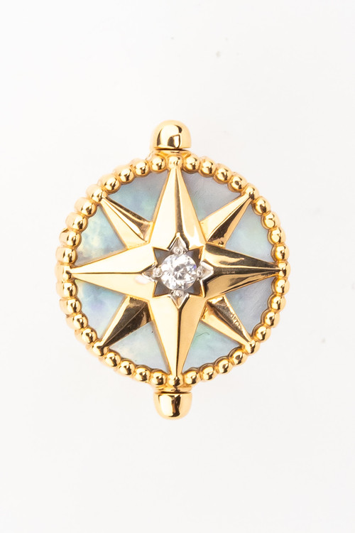 Кольцо из золота c фианитом, ониксом и перламутром