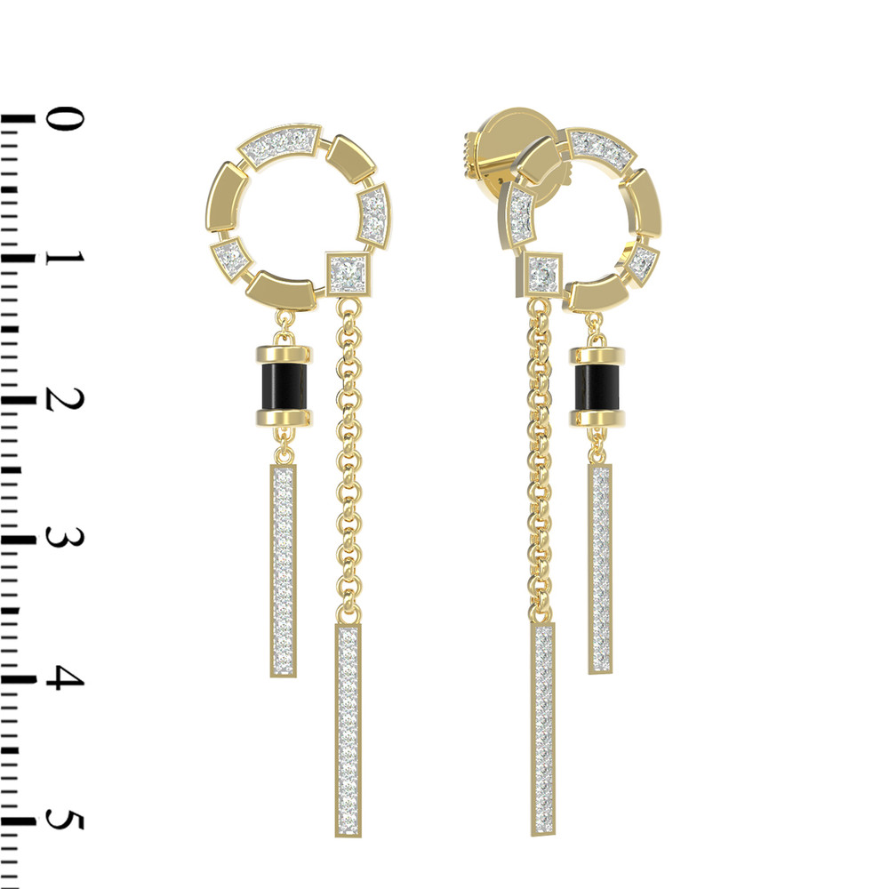 Серьги из лимонного золота c бриллиантами и ониксом