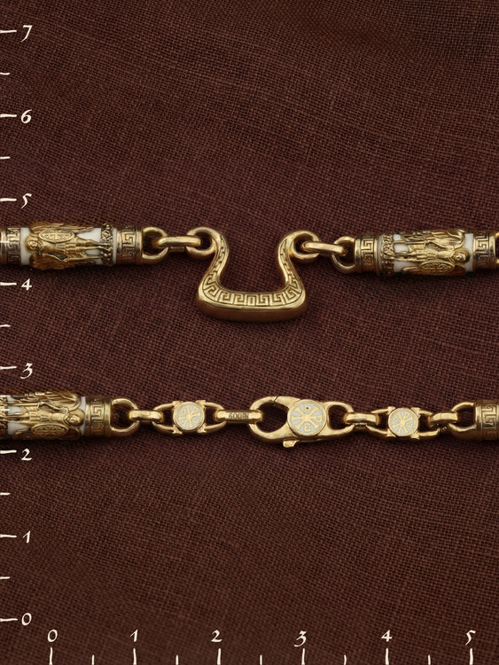 Цепь из лимонного золота c эмалью и бивнем мамонта