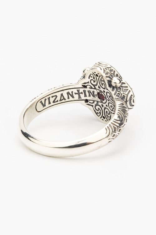 Кольцо из серебра и золота c рубином и рубином