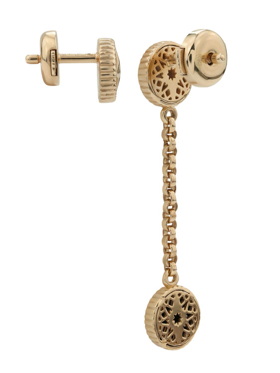 Серьги из золота c бриллиантами, ониксом и перламутром