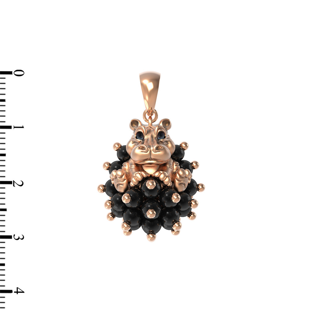 Подвеска из золота c эмалью и ониксом