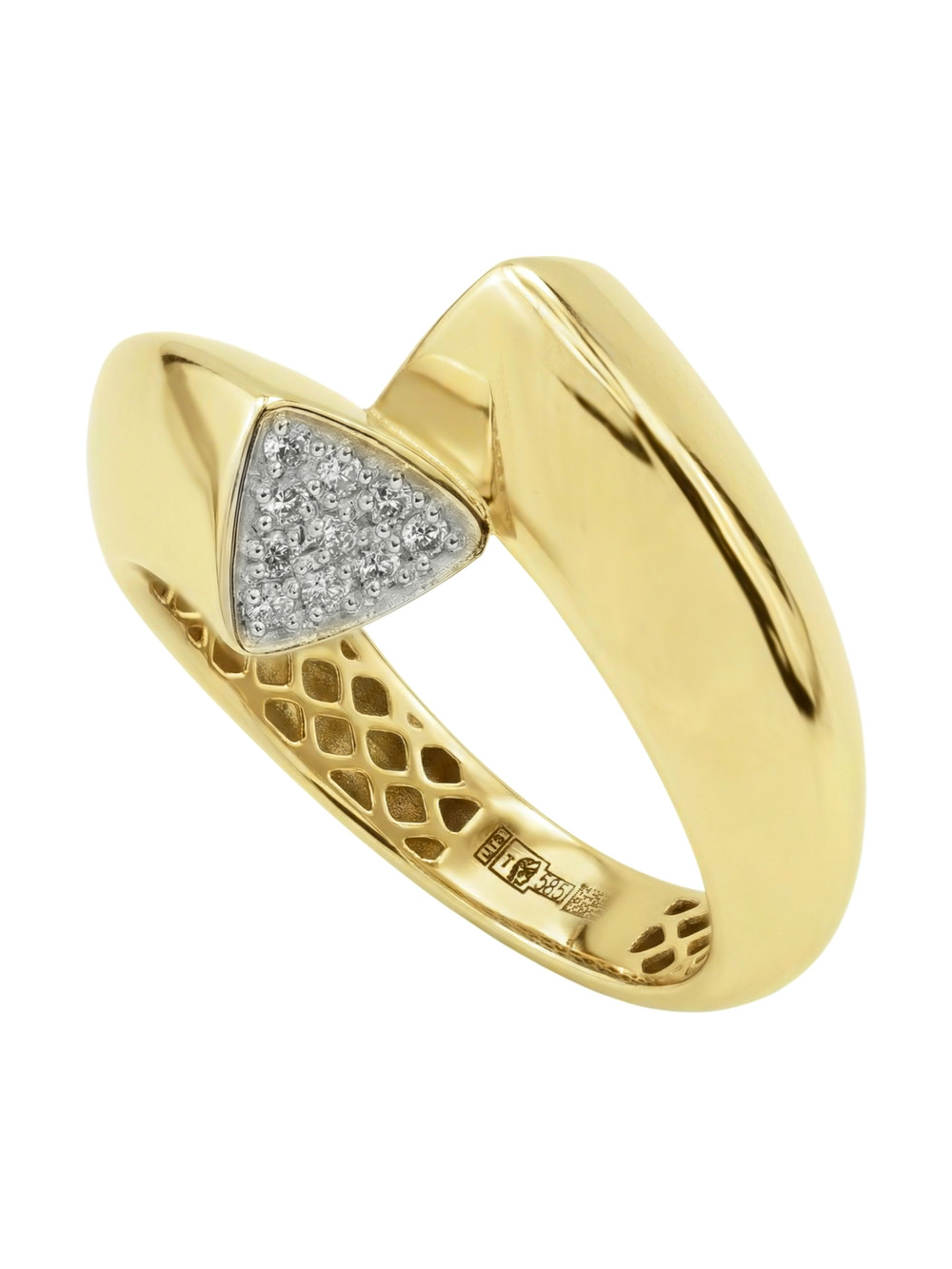 Кольцо из лимонного золота c бриллиантами