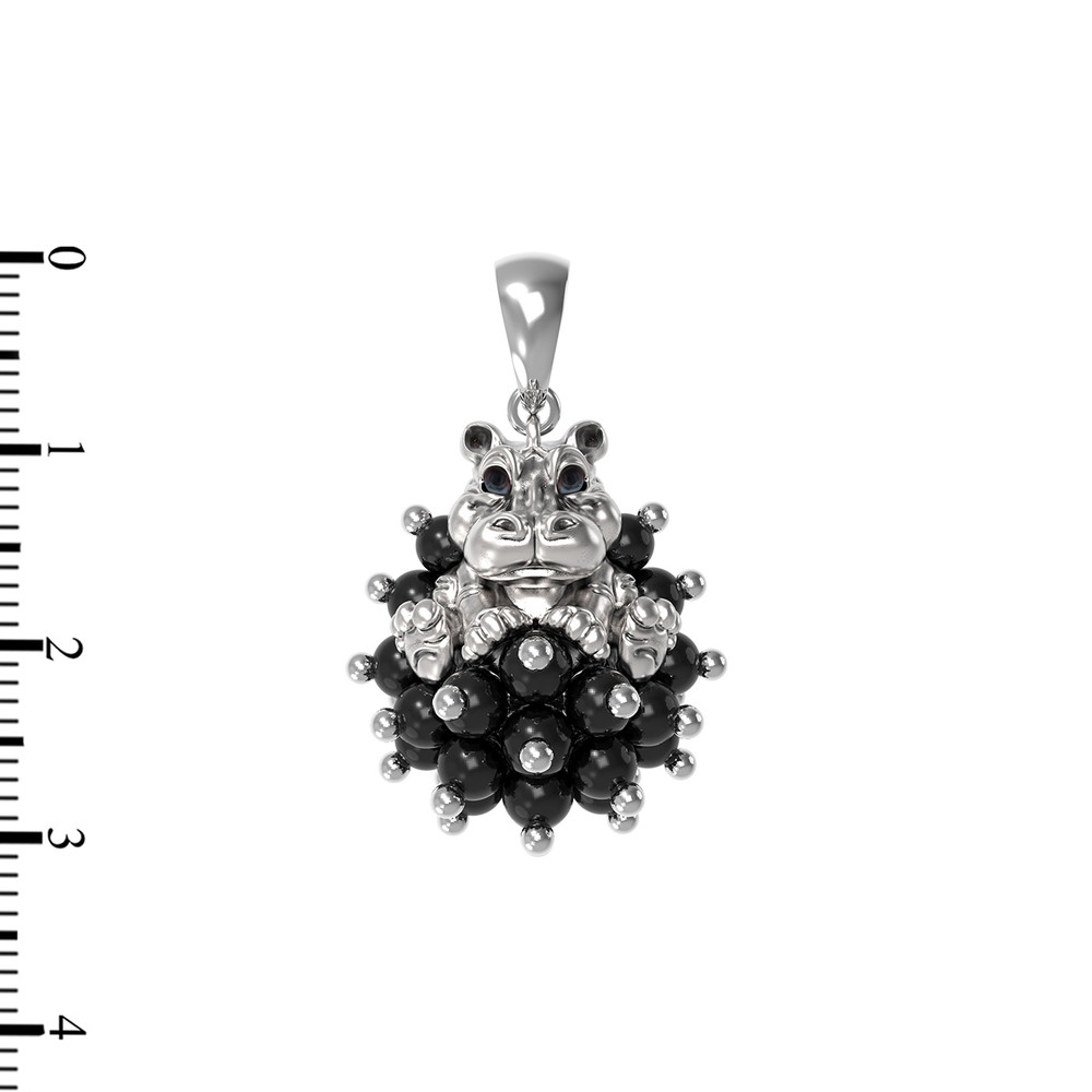 Подвеска из белого золота c эмаль и ониксом