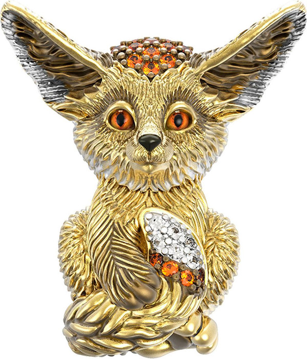 Подвеска из лимонного золота c эмаль и фианитом