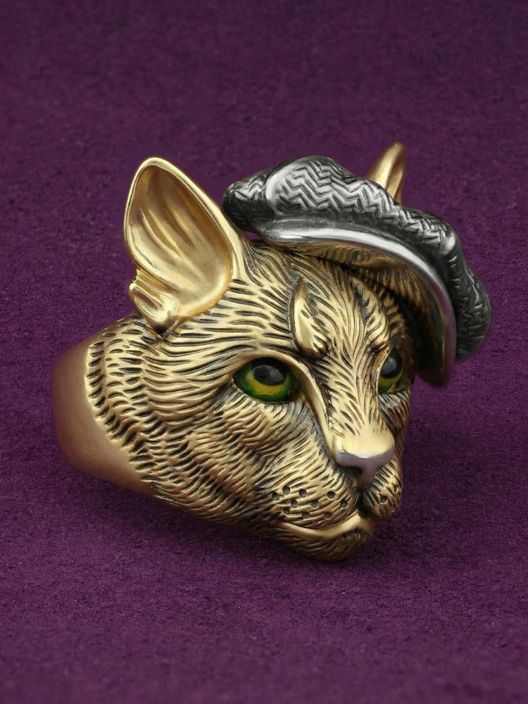 Кольцо из лимонного золота 585 пробы c эмалью