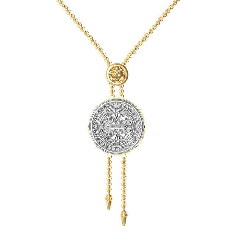 Колье из лимонного золота c эмаль