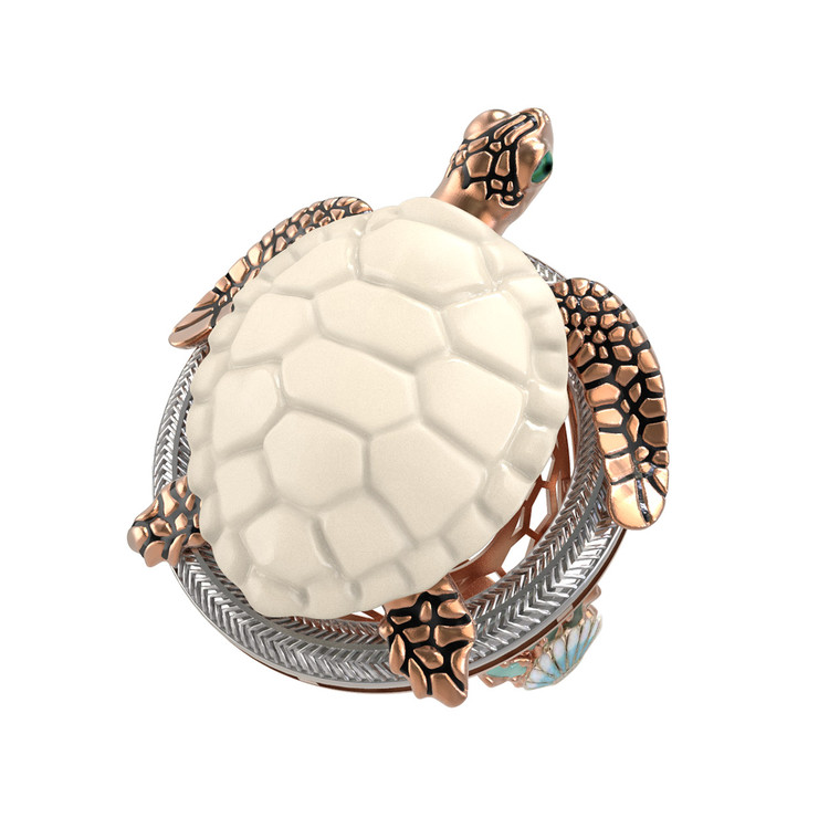 Кольцо из золота c эмалью и бивнем мамонта