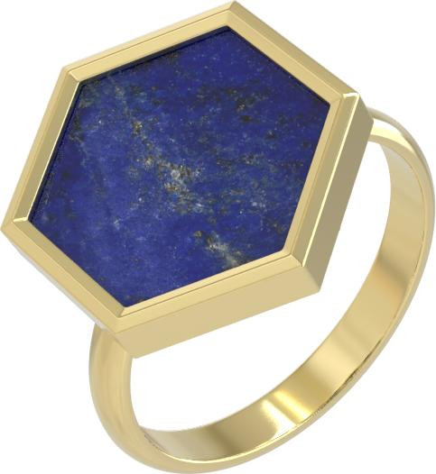 Кольцо из лимонного золота c лазуритом