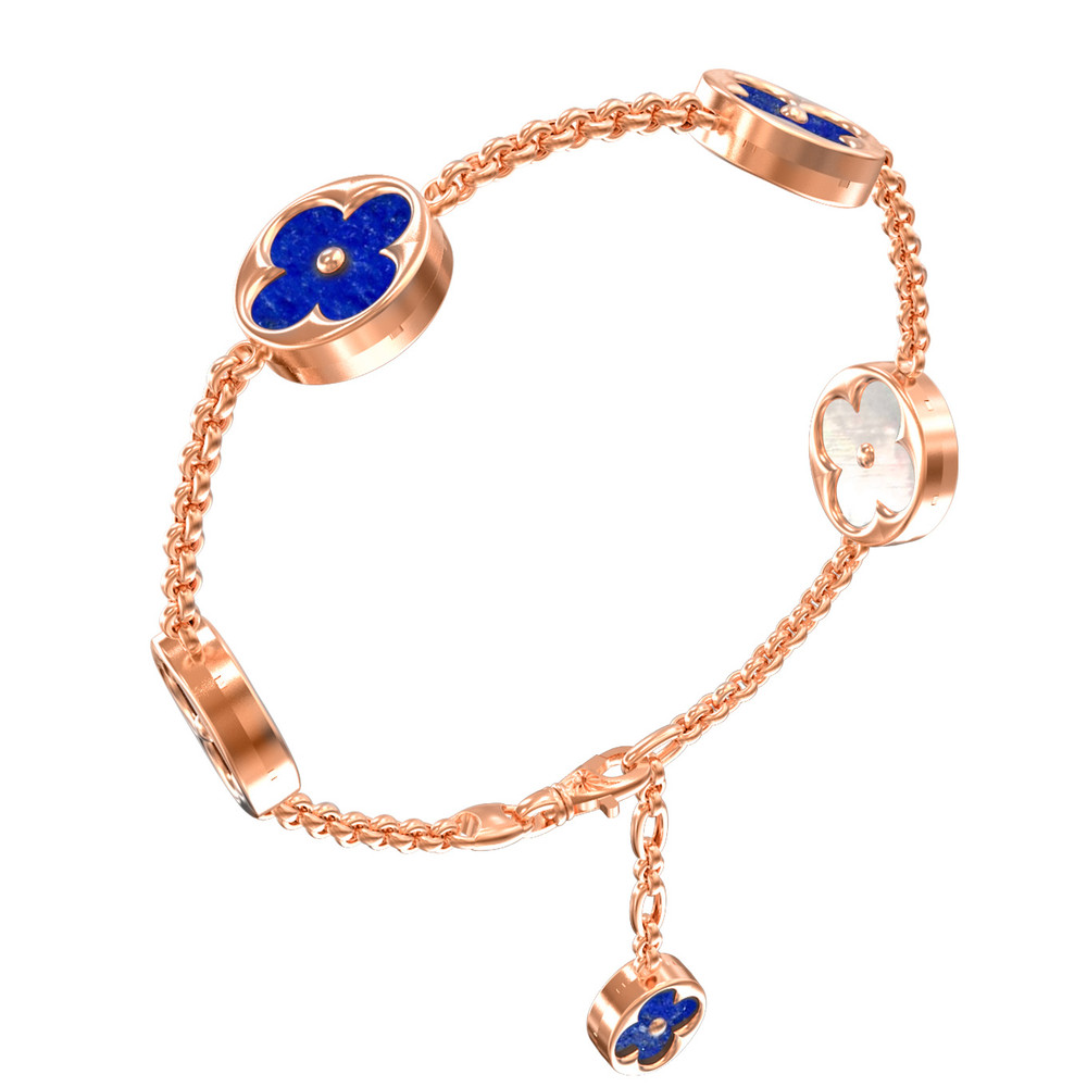 Браслет из золота c лазуритом и перламутром