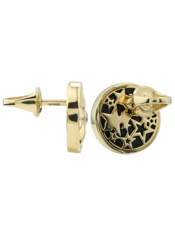 Серьги из лимонного золота c бриллиантами, ониксом и перламутром